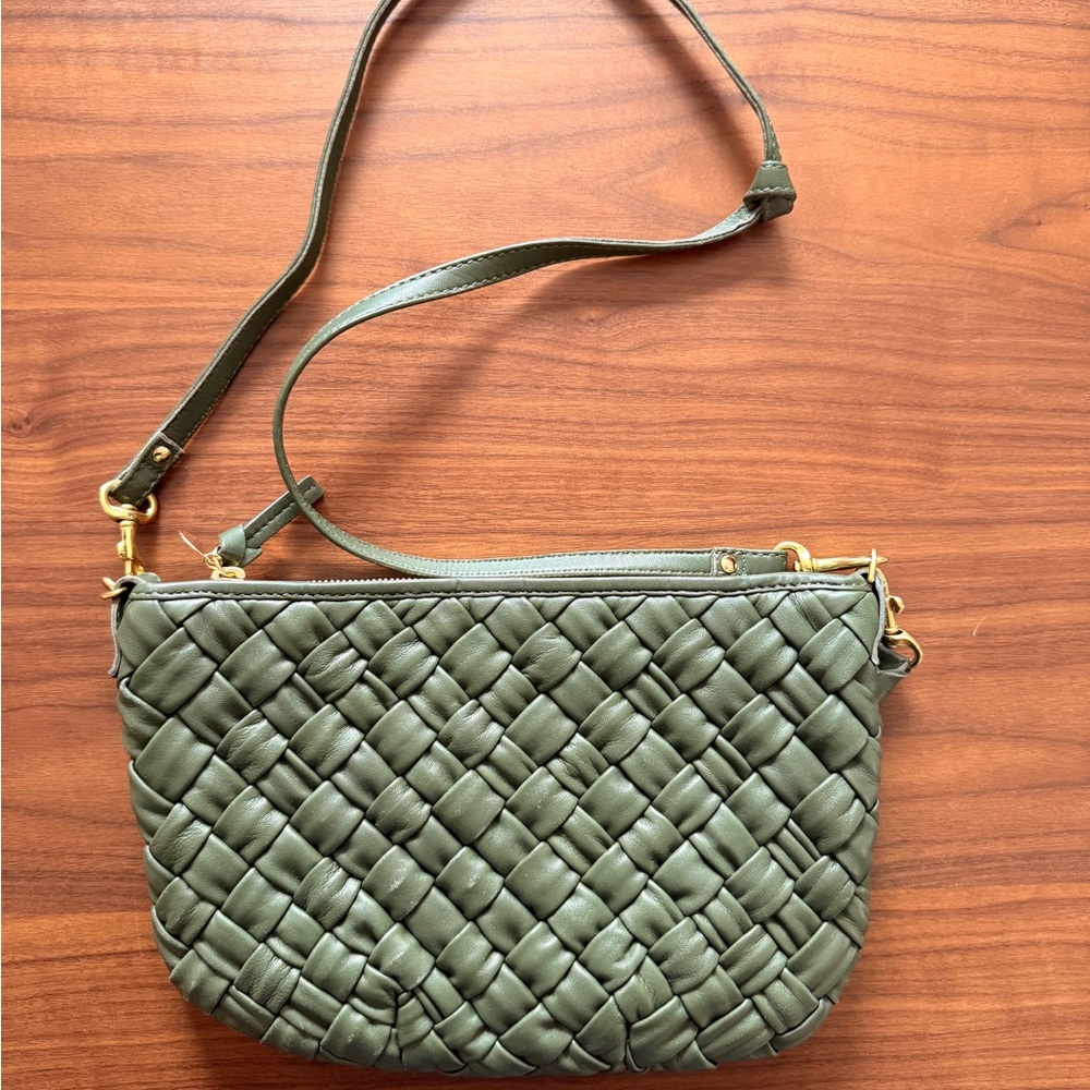 Clare V Army Green Woven Puffy Petite Moyen Messenger - Picture 5 of 13